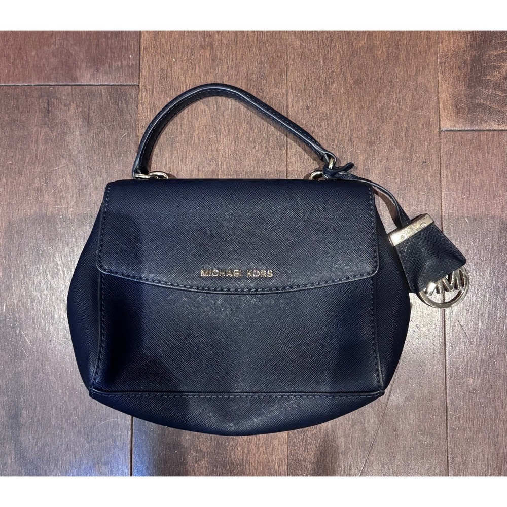 Michael Kors Ava Extra Small Navy Blue Saffiano Leather Top Handle Satchel Bag